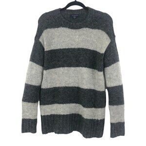 American Eagle Size XS Jegging Fit Gray Striped Oversized Wool Blend Sweater